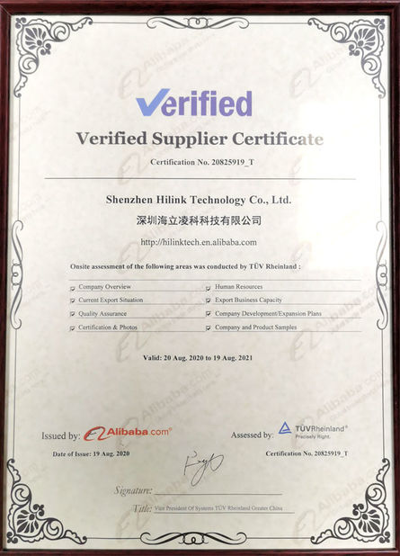 चीन Shenzhen HiLink Technology Co.,Ltd. प्रमाणपत्र