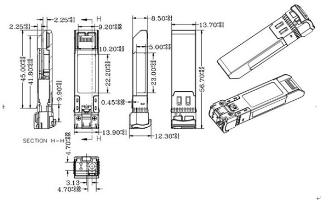 10G-ZR4-80KM 10G BIDI ट्रांससीवर मॉड्यूल 80KM 1490nm/1550nm SFP+ STM-64 WDM 8SFP+ SMF 4