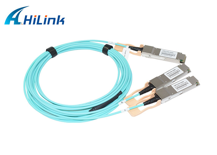 5G केंद्र के लिए InfiniBand AOC केबल 200G ब्रेकआउट 2xQSFP56 100G PAM4 सक्रिय ऑप्टिकल केबल