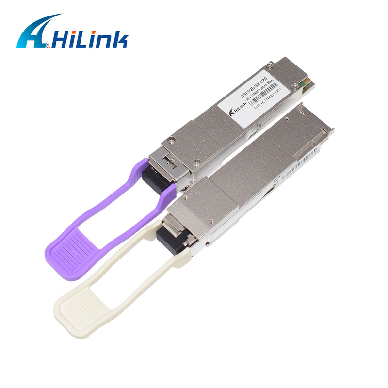 100Gb/s QSFP28 BiDi 80km ट्रांससीवर हॉट प्लग करने योग्य सिम्पलेक्स एलसी/यूपीसी डीओएम ऑप्टिकल ट्रांससीवर मॉड्यूल
