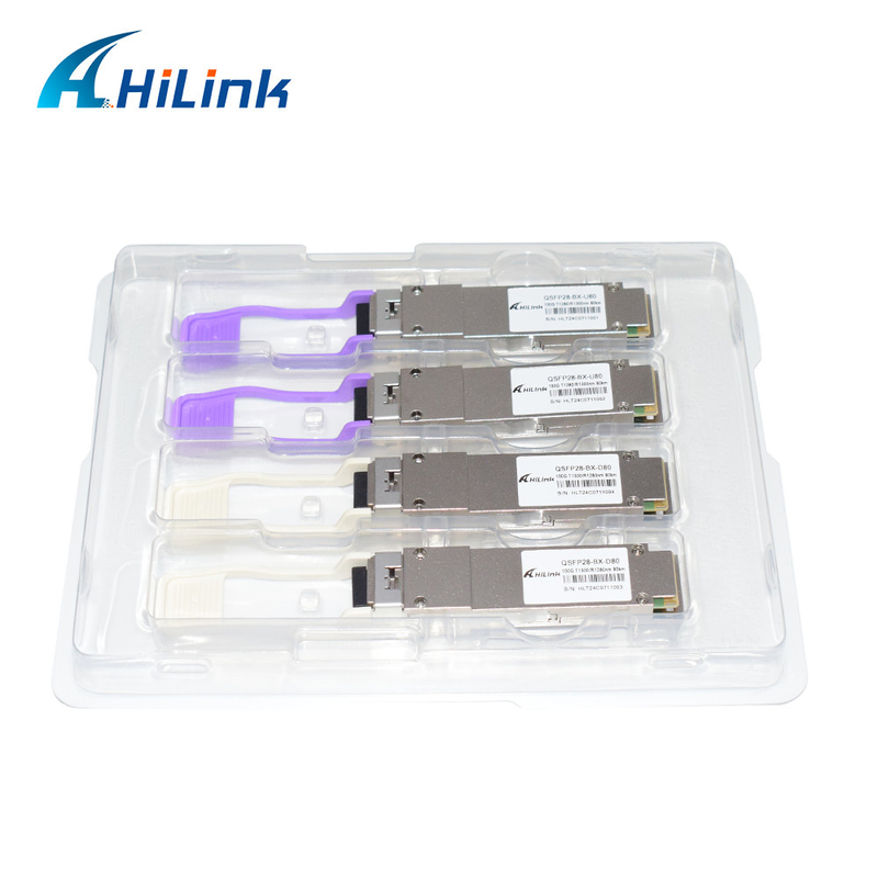 100Gb/s QSFP28 BiDi 80km ट्रांससीवर हॉट प्लग करने योग्य सिम्पलेक्स एलसी/यूपीसी डीओएम ऑप्टिकल ट्रांससीवर मॉड्यूल