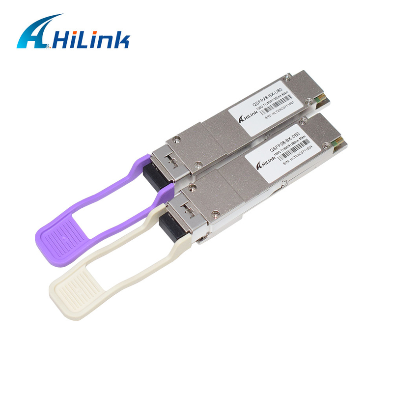 100Gb/s QSFP28 BiDi 80km ट्रांससीवर हॉट प्लग करने योग्य सिम्पलेक्स एलसी/यूपीसी डीओएम ऑप्टिकल ट्रांससीवर मॉड्यूल