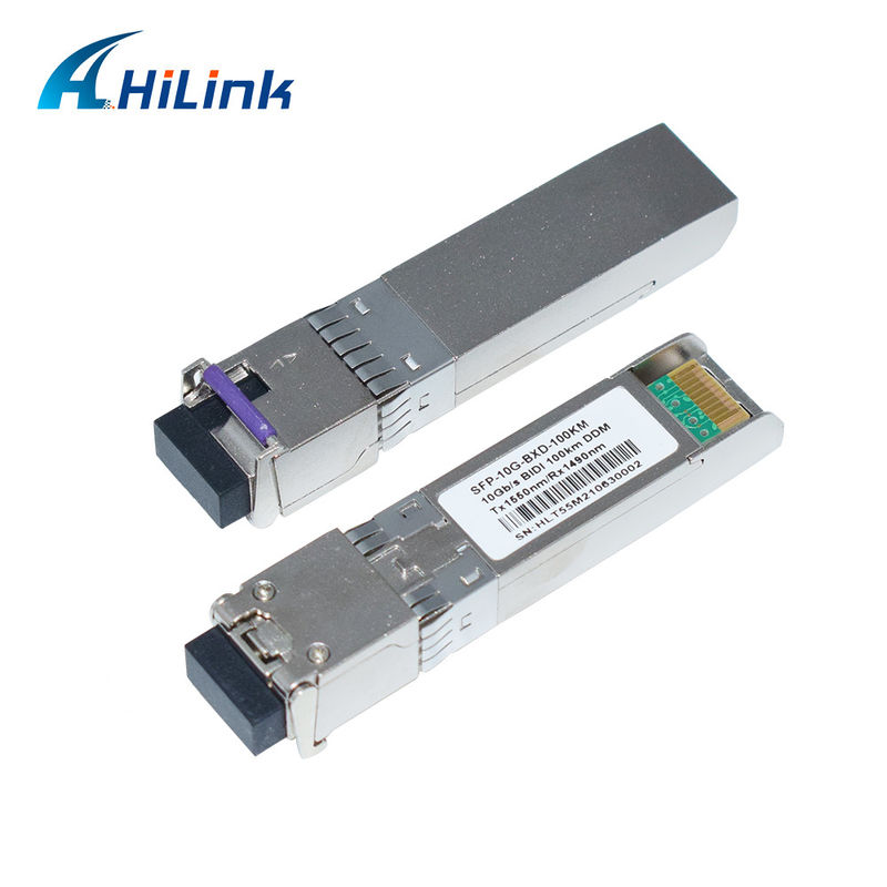 BIDI 10G WDM SMF ऑप्टिकल ट्रांससीवर SFP+ 100KM Tx1490nm/Rx1550nm FTTH नेटवर्क के लिए एलसी फाइबर ऑप्टिक ट्रांससीवर के साथ