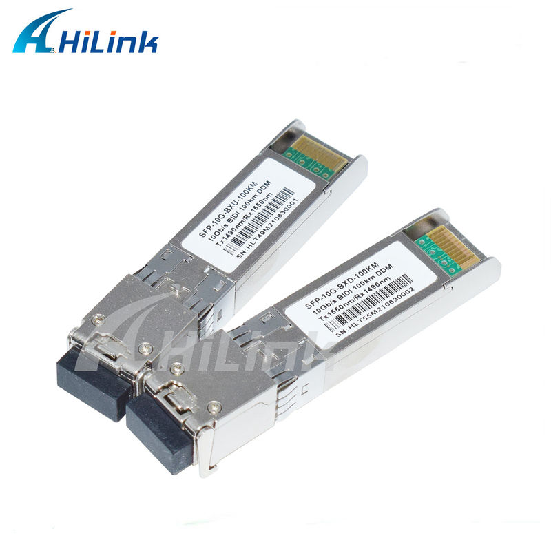 लंबी दूरी की हिलिंक 3 साल की वारंटी 10G SFP+ BIDI 100KM 1490/1550NM EML+APD ट्रांससीवर मॉड्यूल