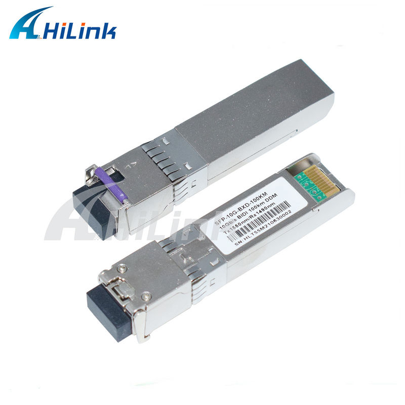लंबी दूरी की हिलिंक 3 साल की वारंटी 10G SFP+ BIDI 100KM 1490/1550NM EML+APD ट्रांससीवर मॉड्यूल