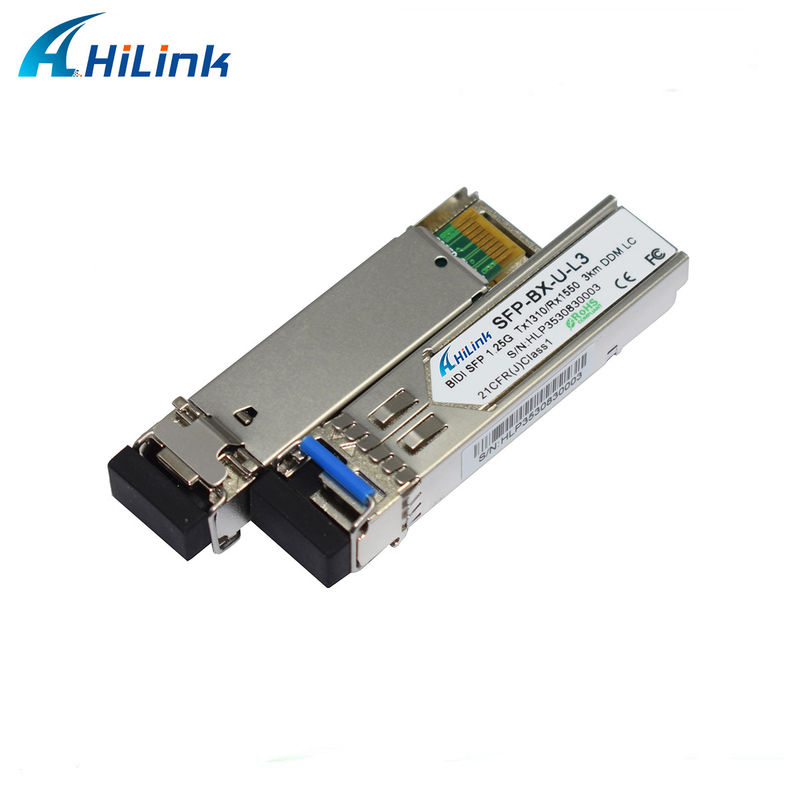 1.25G BIDI 1310/1550nm 0 से 70C तापमान में लंबी दूरी के डेटा ट्रांसमिशन के लिए 3 किमी एसएफपी ट्रांससीवर