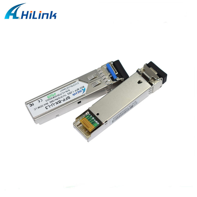 1.25G BIDI 1310/1550nm 0 से 70C तापमान में लंबी दूरी के डेटा ट्रांसमिशन के लिए 3 किमी एसएफपी ट्रांससीवर