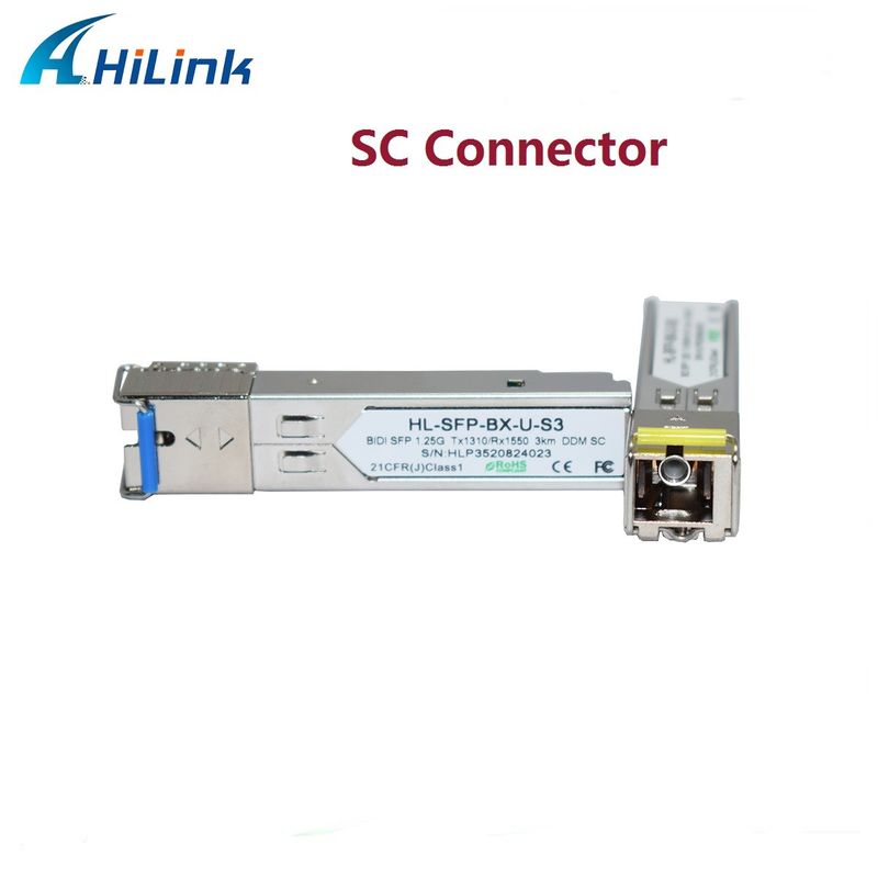 1.25G BIDI 1310/1550nm 0 से 70C तापमान में लंबी दूरी के डेटा ट्रांसमिशन के लिए 3 किमी एसएफपी ट्रांससीवर