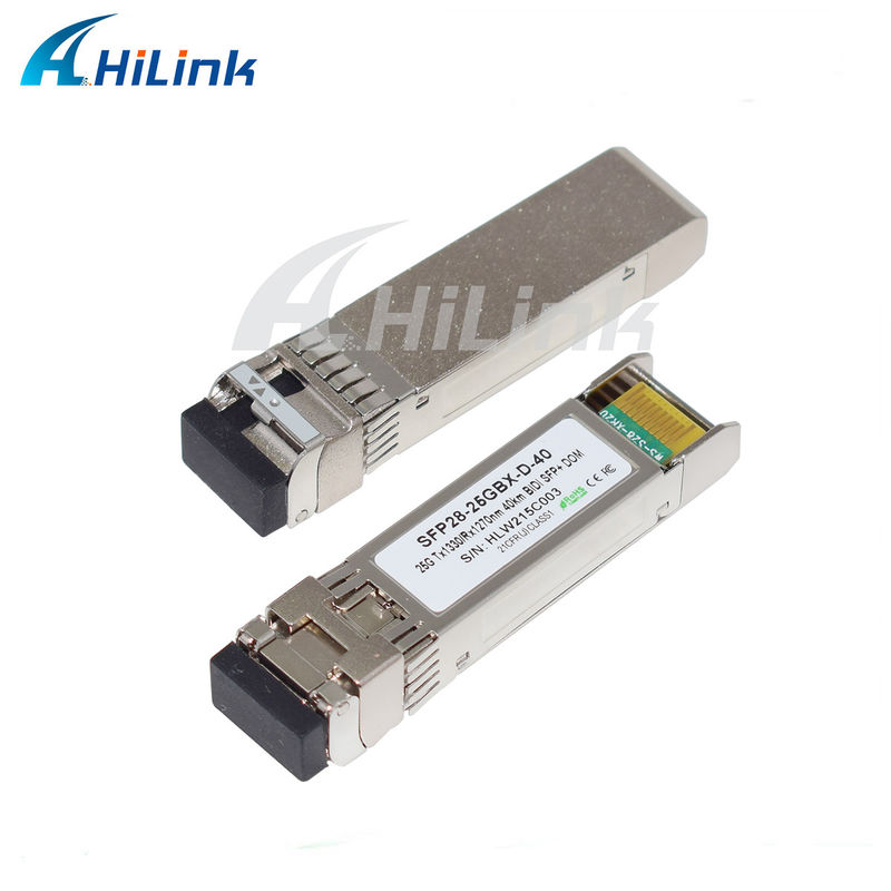 25Gb/s 40Km SFP28 BIDI ट्रांससीवर LC सिंगल कनेक्टर हॉट प्लग करने योग्य पूरी तरह से RoHS अनुरूप