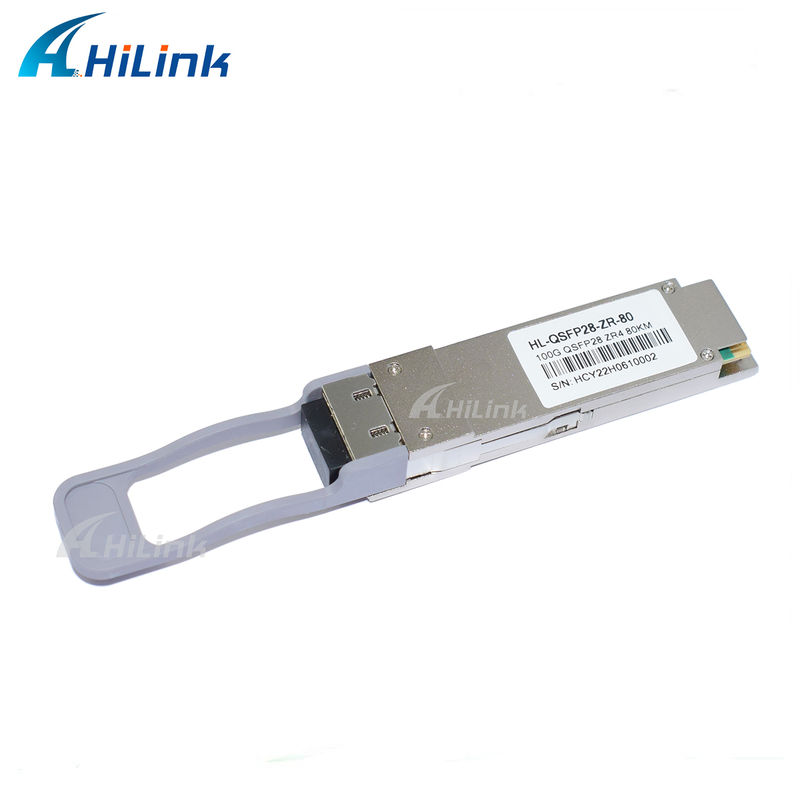 100Gb/s 80km QSFP28 ट्रांससीवर हॉट प्लग करने योग्य डुप्लेक्स LC कनेक्टर LAN WDM EML TOSA SOA पिन SMF