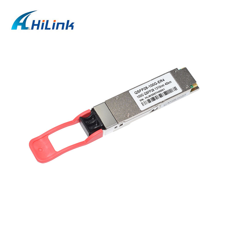 100Gb/s QSFP28 ER4 ऑप्टिकल ट्रांससीवर मॉड्यूल 40KM हॉट प्लगेबल डुप्लेक्स LC LAN WDM APD SMF RoHS-6 अनुरूप