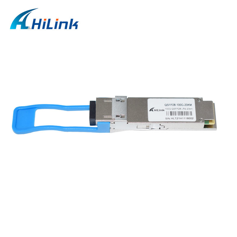 100Gb/s QSFP28 LR4 ऑप्टिकल ट्रांससीवर मॉड्यूल 20KM हॉट प्लग करने योग्य डुप्लेक्स एलसी कनेक्टर सिंगल मोड RoHS अनुरूप