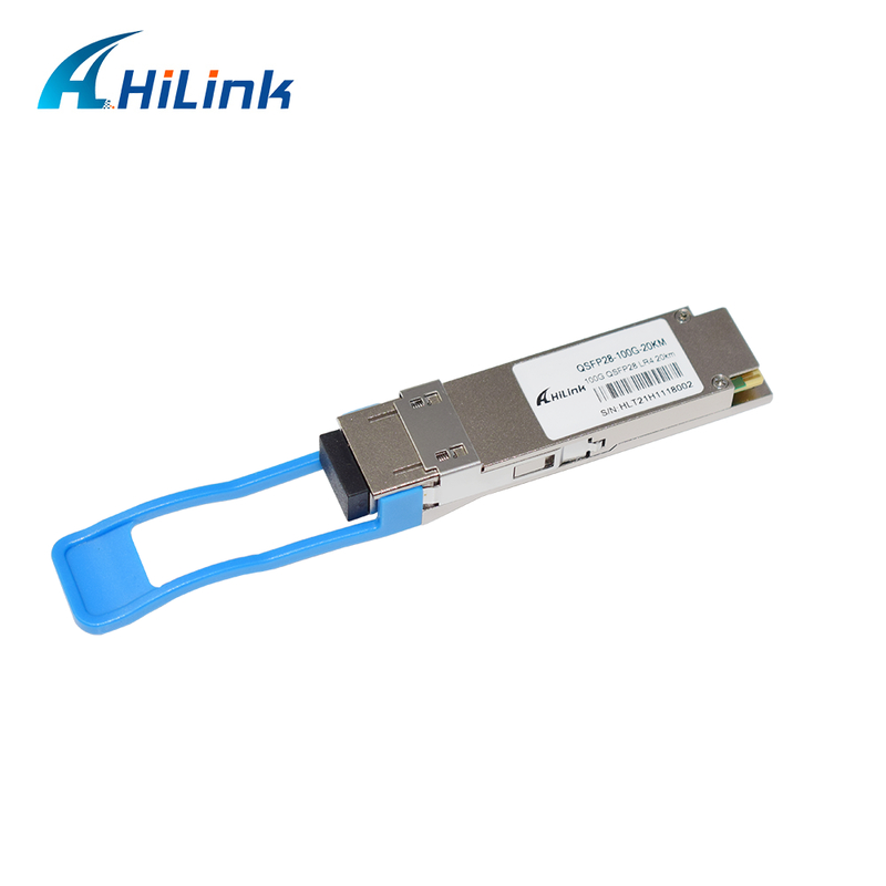 100Gb/s QSFP28 LR4 ऑप्टिकल ट्रांससीवर मॉड्यूल 20KM हॉट प्लग करने योग्य डुप्लेक्स एलसी कनेक्टर सिंगल मोड RoHS अनुरूप