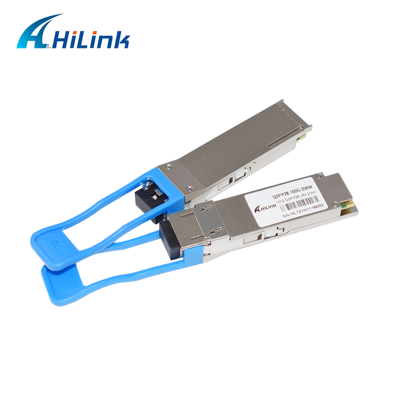 100Gb/s QSFP28 LR4 ऑप्टिकल ट्रांससीवर मॉड्यूल 20KM हॉट प्लग करने योग्य डुप्लेक्स एलसी कनेक्टर सिंगल मोड RoHS अनुरूप
