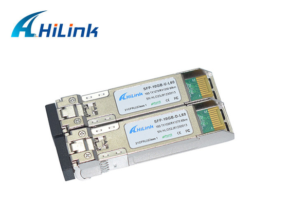 हिलिंक एलसी कनेक्टर फाइबर ऑप्टिक ट्रांसीवर 10G SFP + BIDI WDM 60KM 1270nm 1330nm