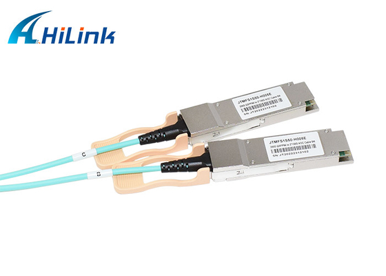 डेटा केंद्र सक्रिय ऑप्टिकल केबल 200G QSFP56 SR4 से 2xQSFP56 SR2 850nm 5m AOC केबल