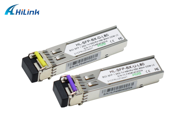 1000BASE 1.25G ईथरनेट गीगाबिट BIDI SFP+ ट्रांसीवर मॉड्यूल TX1490 / RX1550nm 80KM